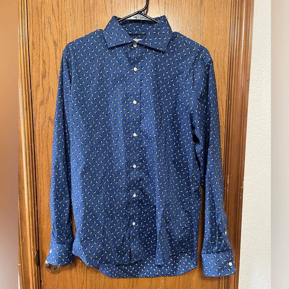 Jos. A. Bank Navy Floral Patterned Dress Shirt 15 1/2 - 34